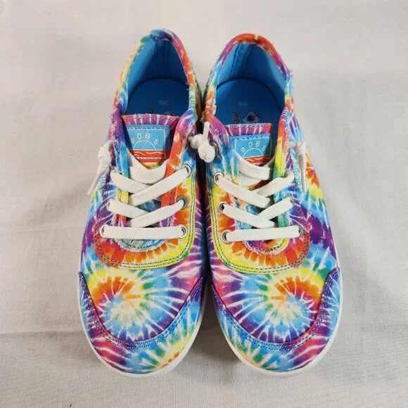 Skechers Bobs Youth Big Kids Size 6W Tie-Dye Sneakers Memory Foam Lace Up EUC - Picture 2 of 16